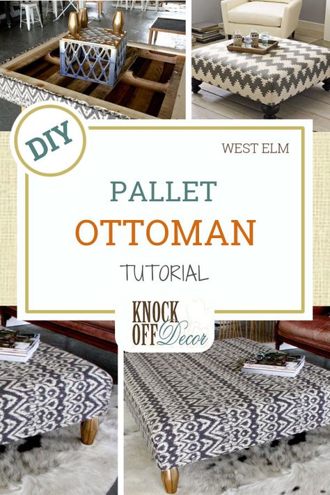 Pallet Ottoman, Upholstery Pattern, Diy Ottoman, Large Ottoman, Pallet Boards, Diy Dresser, Old Pallets, Reclaimed Wood Furniture, Ottoman Coffee Table