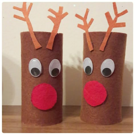 Reindeers from paper roll. Xmas.Diy Xmas Kindergarten Activities, Toilet Paper Roll Reindeer, Christmas Diy Toddler, Tp Roll Christmas Crafts, Christmas Toilet Roll Crafts, Christmas Crafts Diy Projects Unique, Paper Roll Christmas Crafts, Reindeer Diy, Christmas Toilet Paper