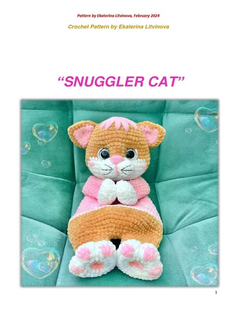 Crochet Cat Snuggler, Crochet Snuggler Free Patterns, Diy Finger Knitting, Cat Nose, Crochet Embroidery, Finger Knitting, Crochet Cat, White Colors, Crochet Toys Patterns