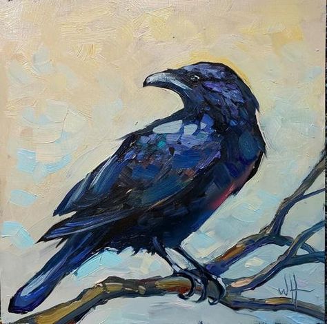 Raven Art Painting, Black Bird Painting, Acrylic Crow Painting, Abstract Raven Painting, Easy Raven Painting, Paintings Of Crows, Crow Oil Painting, Crow Reference Photo, Crow Painting Acrylic Easy