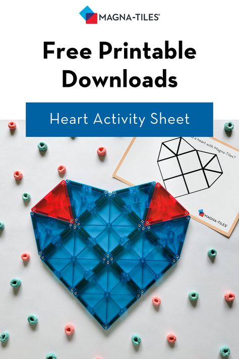 Looking for an easy AND educational activity to do with your little ones? Look no further! Download our free Heart Activity Sheet for some simple at-home learning! #BuiltWithMagnaTiles #MagnaTiles #MagneticTiles #FreeDownload #KidsActivities Magna Tiles Printables, Magnatiles Printables Free, Garden Activities For Kids, Magnatiles Ideas, Picasso Tiles, Connetix Tiles, Catholic Kids Activities, Alzheimers Activities, Magna Tiles