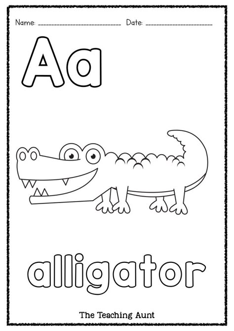 A is for Alligator Art and Craft - The Teaching Aunt Letter A Words For Preschool, Preschool Alligator Craft, A Is For Printable, A Is For Worksheet, Alligator Crafts For Toddlers, Alligator Preschool Activities, Alligator Craft Preschool, A Alligator Craft, A Is For Alligator Craft