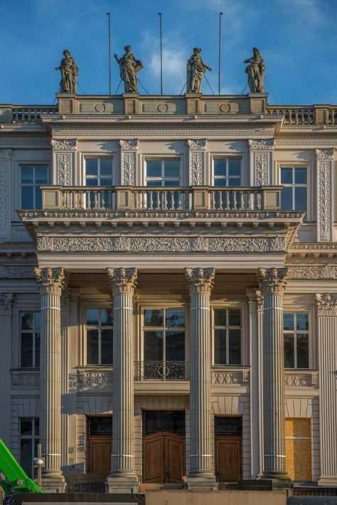 Greek Neoclassical Architecture, Germanic Architecture, French Neoclassical Architecture, Arcade Architecture, Classical Facade, Neo Classical Architecture, Architecture 101, Classic Facade, Classical Building