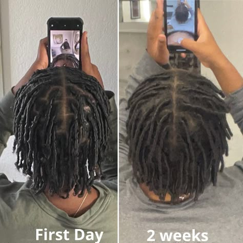 Finger Coils Men Long Hair, Medium Starter Locs Men, Dreads With Middle Part, Coil Locs Men, Men Starter Locs With Taper, Starter Locs Men Long Hair, Middle Part Starter Locs, Men Starter Locs Styles, Comb Coils Locs