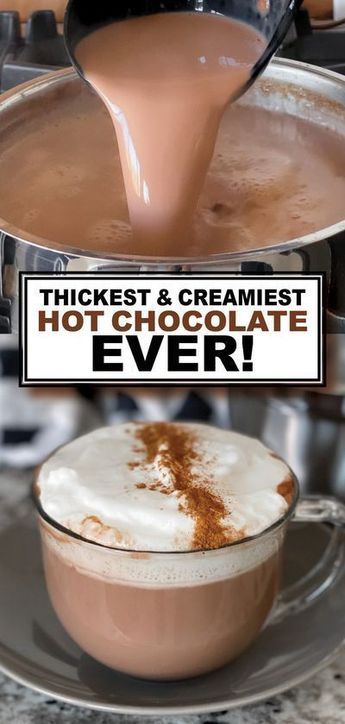 Thick And Creamy Hot Chocolate, Hotchocolate Homemade, Creamy Hot Chocolate Recipe, Hot Chocolate At Home, Easy Hot Chocolate, Perfect Whipped Cream, Chocolate At Home, Creamy Hot Chocolate, Best Hot Chocolate