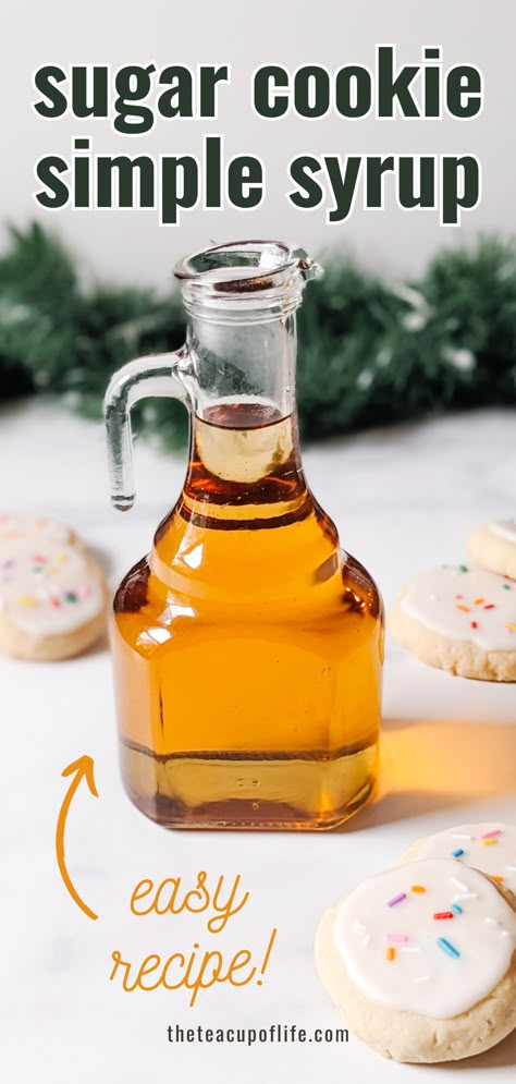 Homeade Sugar Cookies, Simple Syrup Drinks, Diy Syrup, Diy Sugar Cookies, Homemade Coffee Syrup, Sugar Free Coffee Syrup, Healthy Sugar Cookies, Simple Sugar Syrup, Simple Syrups