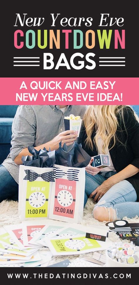 New Year's Eve Countdown Bags!!! A FUN New Year's Eve Countdown- a fun activity to do together counting down every hour until the New Year! #newyearsevecountdown #newyearseveparty #countdownbags #nye New Years Eve Countdown, Nye Activities, Nye Countdown, Countdown Activities, New Year's Eve Countdown, New Year's Eve Activities, Creative Date Night Ideas, Group Dates, New Years Countdown