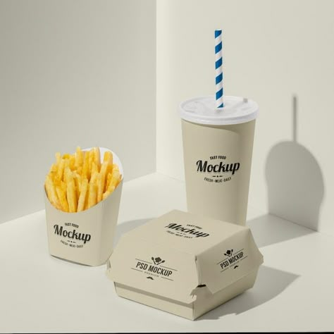 Fast Food Branding, Fries Packaging, Branding Mockups Free, Burger Branding, Cosmetic Branding, Fast Food Logos, Balanced Eating, Food Mockup, Free Packaging Mockup