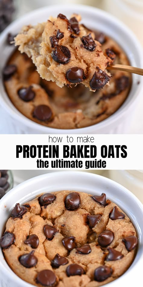 how to make baked oats with protein powder Breakfast Recipes High Protein, Protein Baked Oats, Low Calorie Baking, Recipes Protein, High Protein Breakfast Recipes, Oat Recipes Healthy, Protein Baking, Protein Oatmeal, High Protein Desserts