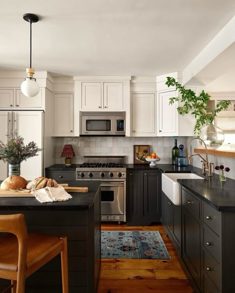 THIARA BORGES . STUDIO BORGES | Our Newburyport Antique Colonial kitchen refresh totally transformed with enhanced function, millwork, storage & finishes 🧑‍🍳✨ 🥖 We’re… | Instagram Colonial Home Remodel, Updated Colonial Home Interior Design, Iron Interior Design, New Colonial Interior Design, Modern Colonial Kitchen, Colonial Kitchen Ideas, Colonial Style Kitchen, Modern Colonial Interior Design, Colonial Revival Interior