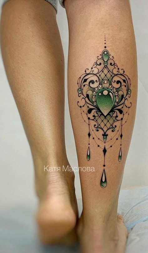 Jewel Lace Tattoo, Lace Style Tattoos, Tattoos That Look Like Jewelry, Tattoo For Back Woman, Tattoo Jewelry Design, Feminine Watercolor Tattoos, Body Jewelry Tattoo, Lace Tattoos For Women Sleeve, Gem Tattoos For Women