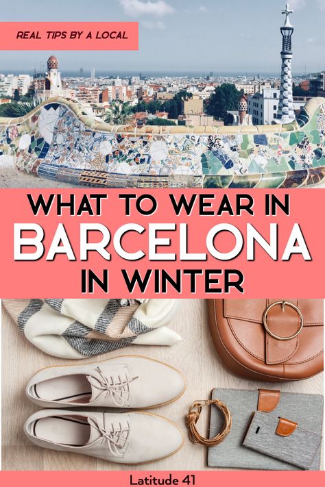 Know what to wear in Barcelona in winter! Read this local's guide about Barcelona weather, outifts, and real-life travel tips for when you're visiting this beautiful Mediterranean city. Portugal In January Outfits, Barcelona Autumn Outfit, Barcelona Style Winter, Barcelona Outfits January, Barcelona In January, Winter In Barcelona Outfit, Barcelona In February Outfits, Barcelona January Outfit, Winter Outfits Barcelona