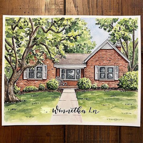 Jurassic Park Map, Watercolor House Painting, Watercolor House, Watercolor House Portrait, Home Portrait, Custom House Portrait, House Portrait, House Sketch, Summer Painting