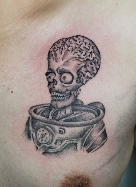 Mars Attacks Tattoo, King Crown Tattoo, Mars Attack, Sick Tattoos, Horror Movie Tattoos, Movie Tattoos, Mars Attacks, Sick Tattoo, King Crown