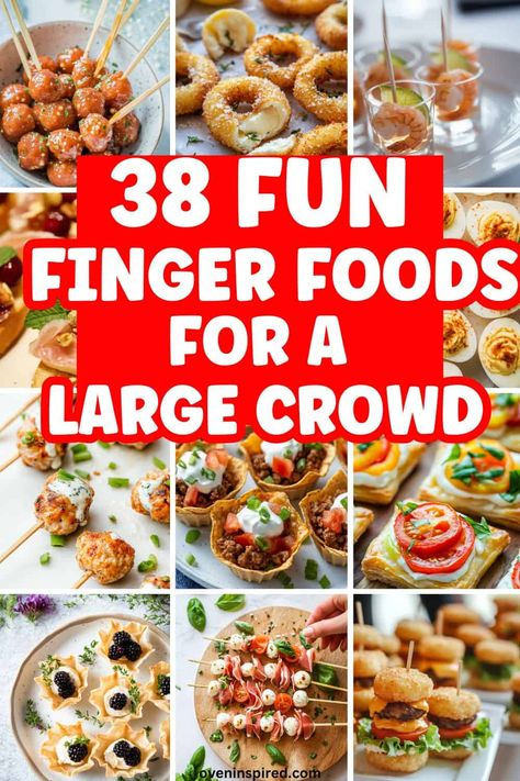 Check out these totally easy finger foods for your party. If you are hosting a Christmas party, New Year's party, baby shower party, grad party or any get together, make these simply delicious and easy finger food recipes. Easy Christmas Finger Foods For Party, Potluck Finger Food Ideas, Main Food For Party, Finger Foods For Large Groups, Savory Party Snacks Finger Foods, Easy Delicious Appetizers Finger Foods, Fingerfoods For Christmas Party, Cute Party Appetizers, Inexpensive Party Food For A Crowd