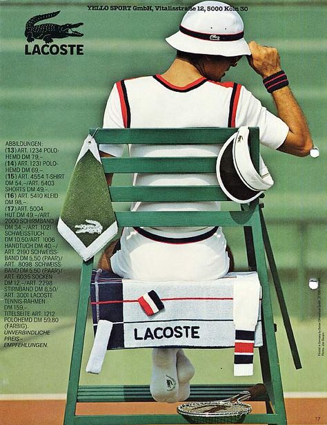 Lacoste Tennis Ad Vintage Retro 70s Tennis Ads, Tennis Core, Tennis Photoshoot, Lacoste Vintage, Tennis Posters, Tennis Aesthetic, René Lacoste, Vintage Lacoste, Vintage Tennis