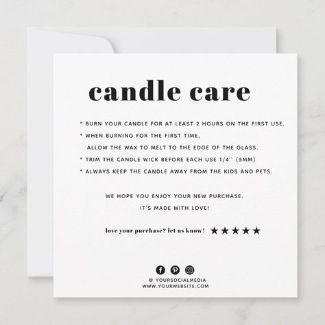 business thank you cards candle care thank you card candle business card candle card candle care simple modern business card candle business white card thank you card thank you business card #anniversarycards Candle Business Card, Soy Candles Packaging, Candle Logo Design, Lilin Aroma, Candle Labels Design, Candle Logo, Homemade Scented Candles, Soya Mumu, Candle Projects