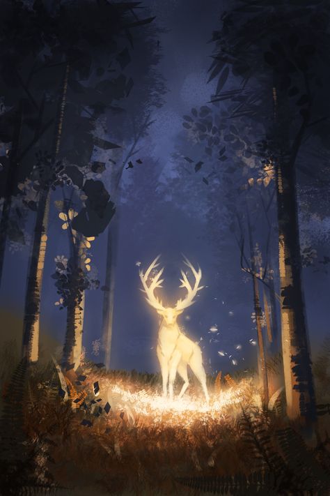 Mystical Forest Creatures, Magic Forest Aesthetic, Mystical Forest Art, Mythical Deer, Mythical Aesthetic, Deer Aesthetic, Portal To Another World, Mythical Forest, Dragon Wall Art