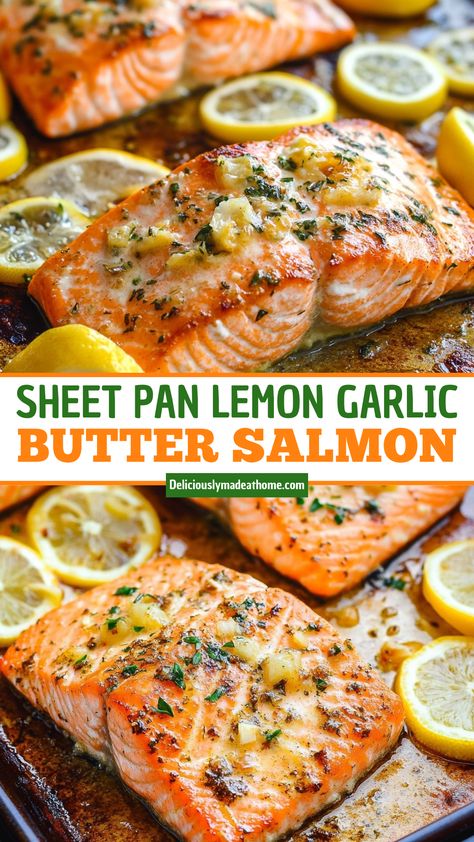 BAKED SALMON WITH LEMON BUTTER CREAM SAUCE Salmon Recipes Baked Lemon Garlic, Easy Good Salmon Recipes, Salmon Family Dinner, Easy Salmon Oven Recipes, Quick Healthy Dinner Recipes For Two, Salmon Recipes In Pan, Salmon Recipes For Meal Prep, Best Salmon Dinner Recipes, Baked Lemon Pepper Salmon Recipes