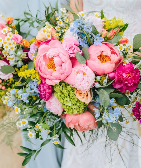 Bright Peony Bouquet, Spring Peony Bouquet, Colorful Pastel Bridal Bouquet, Wedding Flowers Multicolor, Peony And Wildflower Bouquet, Colorful Floral Arrangements Wedding, Spring Prom Bouquet, Pastel Prom Bouquet, Bright Colored Wedding Flowers