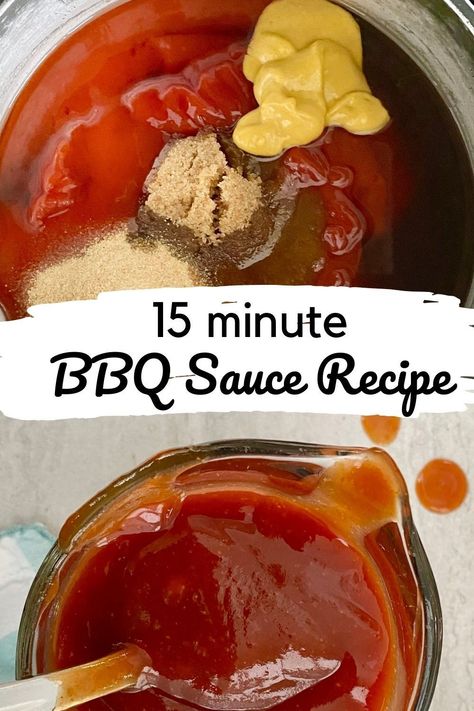 This Simple BBQ Sauce Recipe is quick to make and so much more tasty than any store bought brand. A batch of this easy sweet, tangy, and slightly spicy barbecue sauce is made with ketchup and a few pantry ingredients. It takes only 15 minutes to prepare! Homemade Honey Bbq Sauce, Honey Bbq Sauce Recipe, Bbq Sauce Homemade Easy, Make Bbq Sauce, Honey Barbecue Sauce, Homemade Bbq Sauce Recipe, Sauce Spaghetti, Honey Barbecue, Honey Bbq Sauce