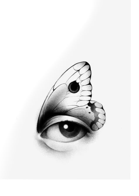 Foram Tattoos, Tattoo Design Practice, Semi Realistic Tattoo, Eye Design Tattoo, Eye Butterfly Tattoo, Microrealism Tattoo Design, Shading Tattoo Designs, Small Realism Tattoo, Realism Flash