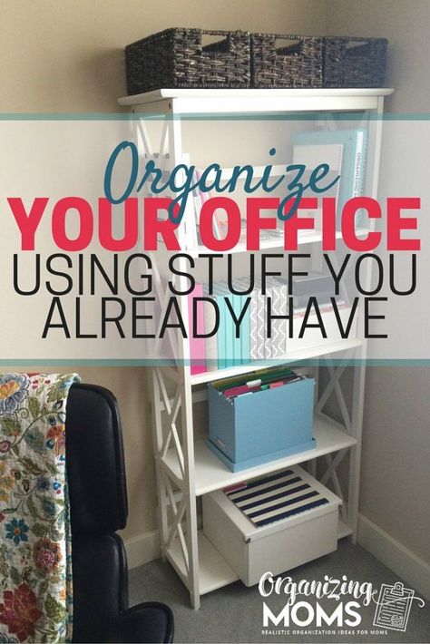 Tips and tricks for organizing your office using stuff you already have. Create your own makeshift office space, and boost your productivity by getting organized! Small Office Organization, Home Office Organizing, Organize Office Space, Home Office Organization Ideas, Office Organization Tips, Diy Organizers, Organizing Office, Office Organization Ideas, Organized Office