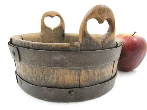 Apple Barrel Primitive Hearts, Aortic Valve Replacement, Antique Primitives, Time Accessories, Wooden Dough Bowls, Small Utility, Humble Heart, Apple Barrel, Vintage Bucket