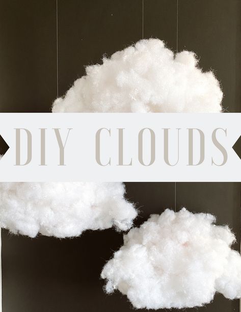 Make A Cloud Decoration, Classroom Clouds Decor, Diy Hanging Clouds Decorations, Diy Fluffy Clouds, Cardboard Clouds Diy, How To Make Diy Clouds, Make Clouds To Hang, Faux Clouds Diy, Making Clouds With Cotton Balls