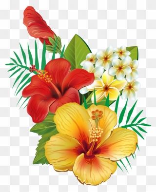 Tropical Flower Tattoo, Tropical Flower Tattoos, Painting Tutorial Abstract, Tattoo Png, Crayons Pastel, Yellow Hibiscus, Flower Icons, Tropical Flower, Hawaiian Flowers