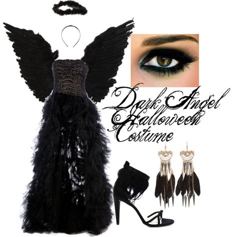 Dark Angel Halloween, Dark Angel Halloween Costume, Angel Halloween Costume, Glitter Cut Crease Makeup, Dark Angel Costume, Bird Makeup, Angel Halloween, Angel Halloween Costumes, Fast Makeup