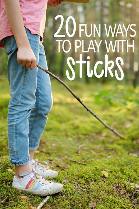 Outdoor Activities: 20 Ways to Play with Sticks Nature Games For Kids, Eyfs Crafts, Stick Activities, Forest Activities, Grandkid Crafts, Outdoor Nature Activities, Nature Classroom, Camping Craft, Nature Club