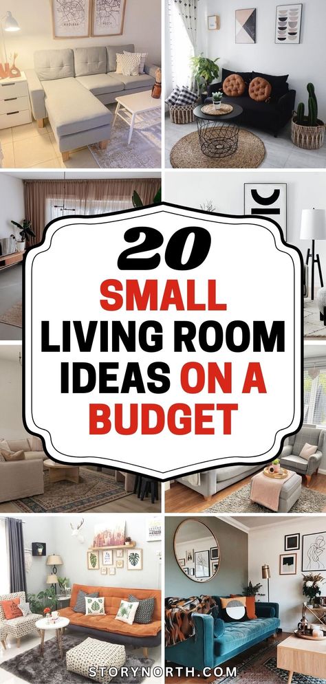 Save this pin for 20 budget-friendly ideas to elevate your small living room. Discover creative and practical tips to maximize space and style. #HomeDecor #SmallSpaceLiving #BudgetFriendlyIdeas Inspiring Living Room Ideas, Small Living Room Ideas Without Tv, Living Room Organizer Ideas, Living Room Set Up For Small Spaces, College Apartment On A Budget, Budget Friendly House Decor, Budget Home Decor Ideas, Small Living Room Maximize Seating, Tiny Living Room Decor Ideas