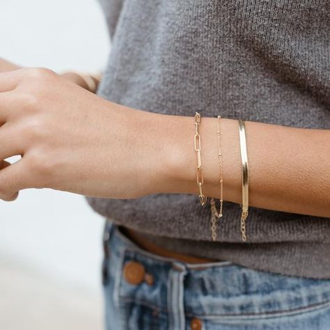 Gold Silver Bracelet Stack, Multiple Bracelets Style, Arm Stack, Gold Bracelets Stacked, Deer Jewelry, Gold Bracelet Simple, Paperclip Bracelet, Bracelet Layering, Minimalist Vibe