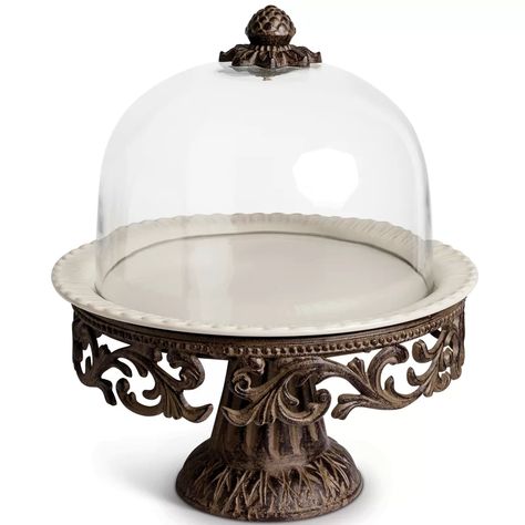 TGGC Cake Stand | Wayfair Bolo Vintage, Gg Collection, Metal Cake Stand, Cake Pedestal, Cake Stand With Dome, Cake Dome, Dessert Aux Fruits, Iron Accents, Unique Centerpieces