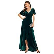 Velvet Evening Gown, Velvet Evening Dress, Concert Dresses, Velvet Bridesmaid Dresses, Ever Pretty, Evening Dresses Plus Size, Lotus Leaf, فستان سهرة, Ruffled Sleeves