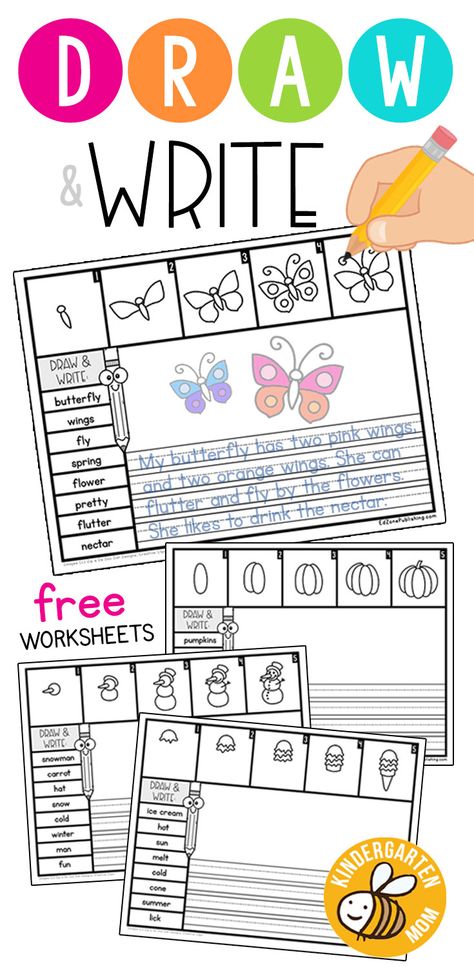 Writing And Drawing Journal, Spring Handwriting Activities, Draw Write Now, Kindergarten Drawing Prompts, 1st Grade Writing Journal, Practice Writing Sheets Kindergarten, Spring Writing Activities Kindergarten, Summer Writing Prompts For Kindergarten, Write Around The Room Kindergarten Free