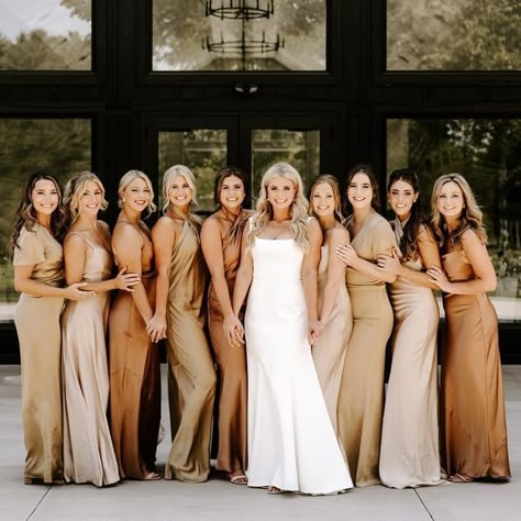 Bridesmaid Dresses With Maid Of Honor Different Color, Taupe Brown Bridesmaid Dresses, Different Shades Of Gold Bridesmaids, Gold Or Champagne Bridesmaid Dress, Two Toned Bridesmaid Dresses, Fall Bridesmaid Dresses Champagne, Different Color Nude Bridesmaid Dresses, Different Shade Bridesmaid Dresses Champagne, Tan Champagne Bridesmaid Dresses