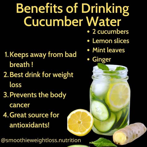 Cucumber Water, Smoothie Challenge, Smoothie Diet Plans, Super Foods, Diet Challenge, Free Keto Recipes, Delicious Drinks, Body Detox, Healing Food