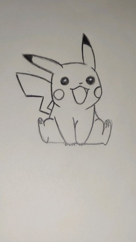 Pikachu Cute Drawing, Pokemon Drawing Ideas, Pikachu Art Drawing, Pikachu Drawing Sketch, How To Draw Pikachu, Cute Pikachu Drawings, Sketch Pikachu, Pikachu Doodle, Pokemon Pikachu Art