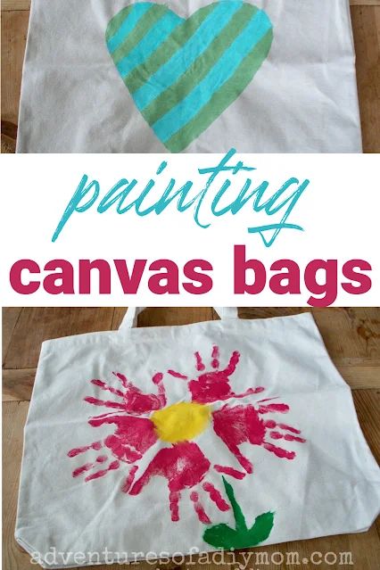 How to paint canvas bags. A fun project for kids and adults alike. Paint Canvas Bag Diy, Paint Ideas For Canvas Bags, Diy Canvas Tote Bag Paint, Diy Canvas Bag Decorating, Canvas Bag Design Diy, Purse Painting Ideas, Paint Canvas Bag, Name Canvas Painting Diy, Painting Canvas Bags