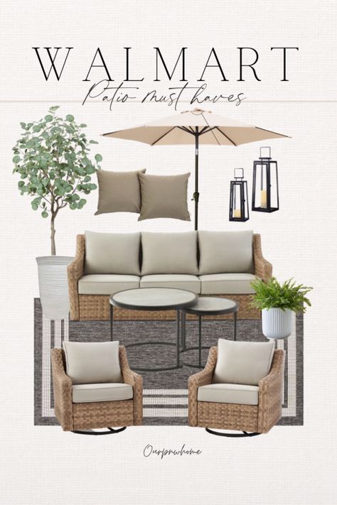 Deck Outdoor Furniture, Patio Furniture Balcony, Most Durable Outdoor Furniture, Porch Layout Ideas Furniture, Small Back Deck Furniture, Patio Furniture Layout Small Space, Small Patio Sectional Ideas, Outdoor Patio Dining And Lounge Ideas, Outdoor Rug And Pillow Ideas