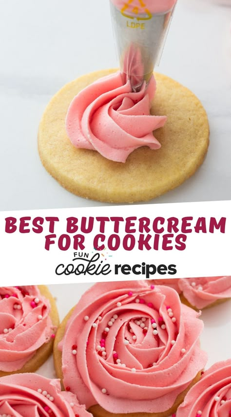 Buttercream Frosting for Cookies Valentines Sugar Cookies Buttercream, Buttercream For Cookies, Buttercream Frosting For Cookies, Frosting For Cookies, Buttercream Frosting Cookies, Sugar Cookie Frosting Recipe, Cookie Frosting Recipe, Frosting Cookies, Sugar Cookie Icing Recipe