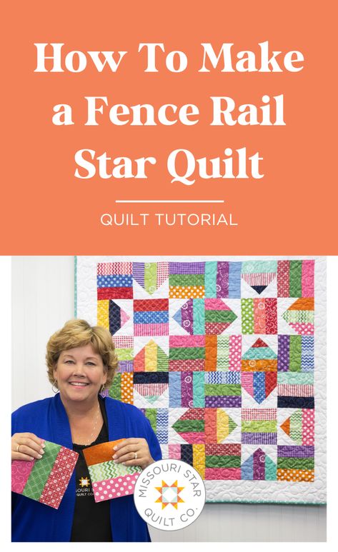 Save this Tutorial for the Easy Fence Rail Star Quilt Using Jelly Roll. Jenny Doan adds simple star points to a basic Fence Rail to create a whole new quilt! How Many Jelly Rolls To Make A Quilt, Fence Rail Quilt Pattern, Rail Fence Quilt Pattern Free, Basic Fence, Jellyroll Quilts Easy, Jelly Roll Quilts Ideas Free Pattern, Rail Fence Quilt Ideas, Jelly Roll Quilt Patterns Free Easy, Quick Quilt Patterns Free