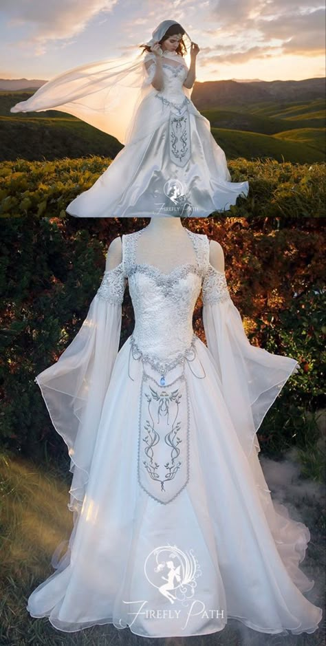 Norwegian Wedding Dress Traditional, Zelda Themed Wedding Dress, Elf Bride Wedding Dresses, Mediavel Wedding Dress, Traditional Viking Wedding Dress, Fantasy Gowns Plus Size, Midevil Dress Wedding, Viking Goddess Wedding Dress, Norse Wedding Dress Viking Woman