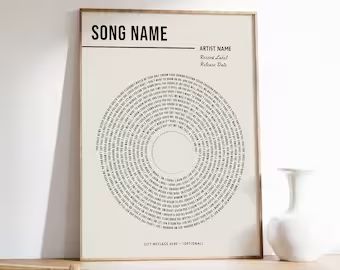 Kristen M's favorite items - Etsy Text Poster, Wedding Song, Song Dance, Lyric Prints, Eco Friendly Paper, Wedding Songs, Music Gifts, Custom Vinyl, Music Print