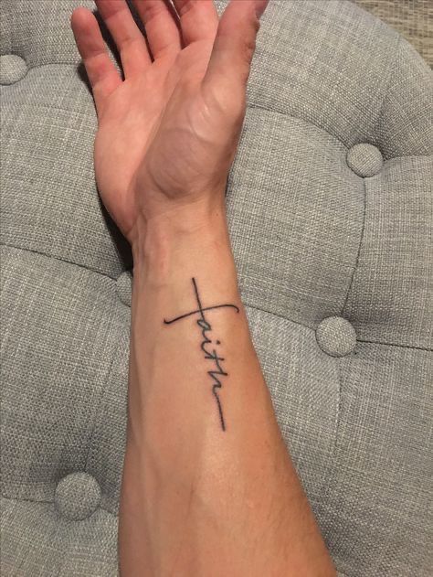 Faith Tattoo Ideas, Faith Cross Tattoos, Faith Tattoo Designs, Faith Tattoos, Tattoo Ideas For Guys, Tattoos With Deep Meaning, Tattoos Cross, Simple Tattoos For Guys, Christian Tattoo