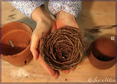 Diy Birdnests, Diy Bird Nest Decor, Birds Nest Craft, Diy Birds Nest, Cut Paper Snowflakes, Spring Topiary, Diy Crosses, Nest Craft, Bird Nest Craft