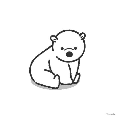 Polar bear on Behance Things To Draw Easy Animals, How To Draw A Polar Bear Easy, Polar Bear Drawing Cartoon, Polar Bear Cute Drawing, Polar Bear Line Art, Cute Polar Bear Tattoo, Simple Polar Bear Drawing, Cute Simple Bear Drawing, Polar Bear Design