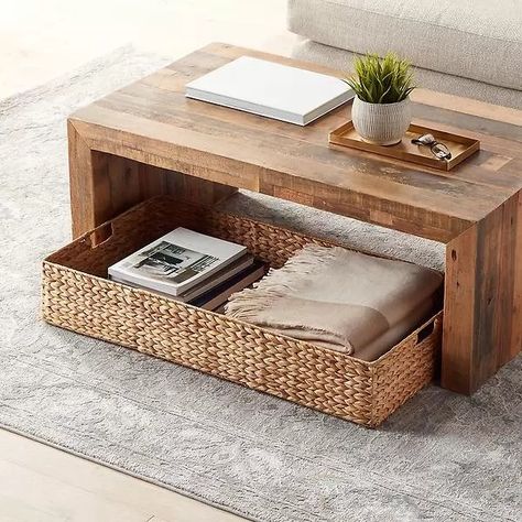 Water Hyacinth Coffee Table/Under Bed Bin | The Container Store Coffee Table Organization, Table Organization, Decorative Storage Boxes, Ottoman Tray, Integrated Handles, The Container Store, Water Hyacinth, Container Store, Organization Solutions